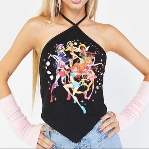 NEW Dolls Kill x Winx Club Pursuit Of Power Halter Top Bandana Hem Size Medium